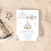 Ahoy Het is een Jongen Nautische Zeilboot Baby sho Kaart