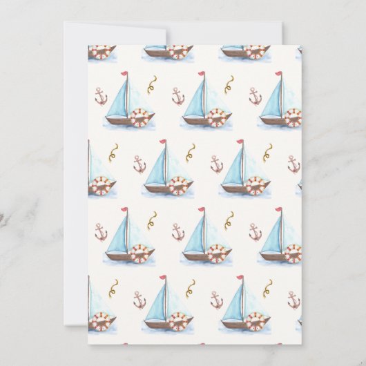 Ahoy Het is een Jongen Nautische Zeilboot Baby sho Kaart (Achterkant)