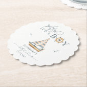 Ahoy Het is een jongen nautische zeilboot Kartonnen Onderzetters (Gekanteld)