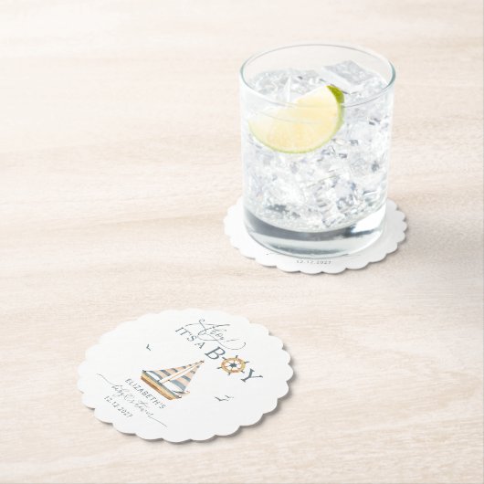 Ahoy Het is een jongen nautische zeilboot Kartonnen Onderzetters (Insitu)