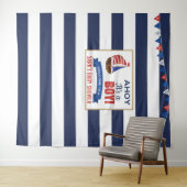Ahoy Het Is Een Jongen Navy Baby Shower Feest Tapi Wandkleed (In Situ (horizontaal))