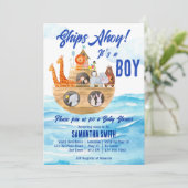 Ahoy, het is een jongen Noah's Ark Christelijk bab Kaart (Staand voorkant)