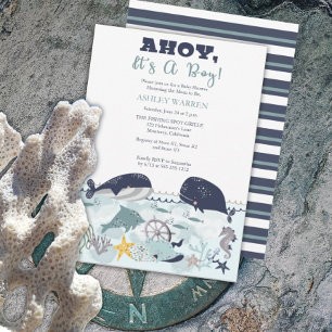 Ahoy Het is een jongen onder het Zee Baby shower I Kaart