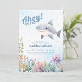 Ahoy Het is een jongen onder het Zee Baby shower Kaart (Staand voorkant)