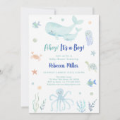 Ahoy Het is een jongen onder het Zee Baby shower Kaart (Voorkant)