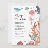 Ahoy Het is een jongen onder het Zee Baby shower Kaart (Voorkant)
