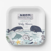 Ahoy Het is een jongen onder het Zee Baby shower Papieren Bordje (Voorkant)