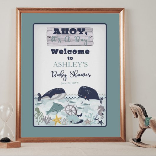 Ahoy Het is een jongen onder het Zee Baby shower Poster