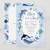 Ahoy Het is een jongen onder het Zee Blue Baby sho Kaart (Voorkant / Achterkant)