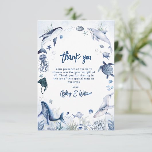 Ahoy! Het is een jongen, onder het Zee Boy Baby sh Bedankkaart (Staand voorkant)