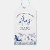 Ahoy! Het is een jongen, onder het Zee Boy Baby sh Cadeaulabel (Voorkant)