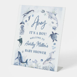 Ahoy! Het is een jongen, onder het Zee Boy Baby sh Reclamebord Met Voetstuk