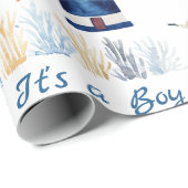 Ahoy. Het is een jongen onder het Zee. Cadeaupapier (Rol Hoek)