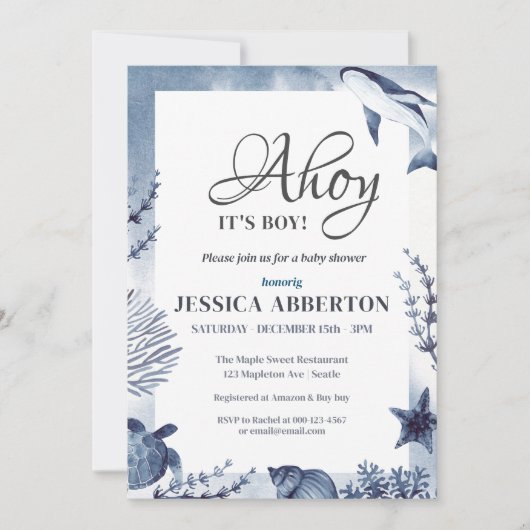 Ahoy, het is een jongen onder het Zee Ocean Animal Kaart (Voorkant)