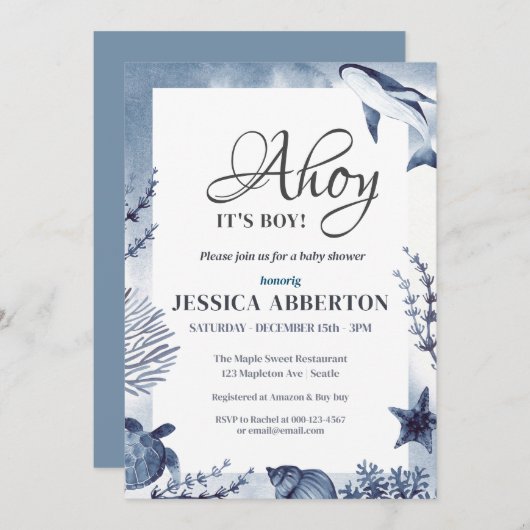 Ahoy, het is een jongen onder het Zee Ocean Animal Kaart (Voorkant / Achterkant)