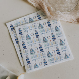 Ahoy. Het is een jongen onder het Zee. Servet