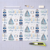 Ahoy. Het is een jongen onder het Zee. Tissuepapier (Craft)