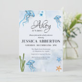 Ahoy Het is een jongen onder het zeeen Baby shower Kaart (Staand voorkant)