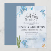 Ahoy Het is een jongen onder het zeeen Baby shower Kaart (Voorkant / Achterkant)