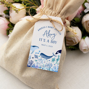 Ahoy Het is een jongen onder Zee Baby shower Dank Cadeaulabel