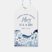 Ahoy Het is een jongen onder Zee Baby shower Dank  Cadeaulabel (Voorkant)