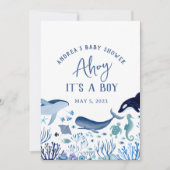 Ahoy Het is een jongen onder Zee Baby shower Dank  Kaart (Voorkant)