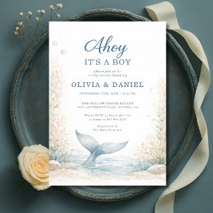 Ahoy het is een jongen onderzee baby shower voor k kaart