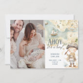 Ahoy het is een jongen Piraat Avontuur Geboorteaan Aankondiging (Voorkant)