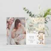 Ahoy het is een jongen Piraat Avontuur Geboorteaan Aankondiging (Staand voorkant)