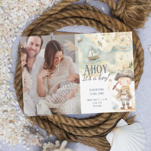 Ahoy het is een jongen Piraat Avontuur Geboorteaan Aankondiging