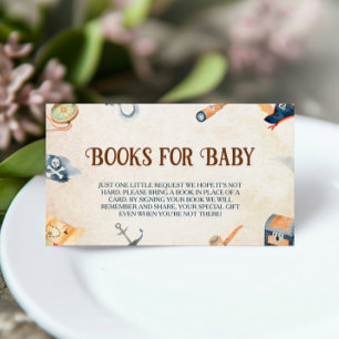 Ahoy het is een jongen piraat Baby shower boeken v Informatiekaartje