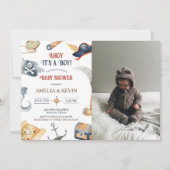 Ahoy het is een jongen piraat Baby shower foto Kaart (Voorkant)