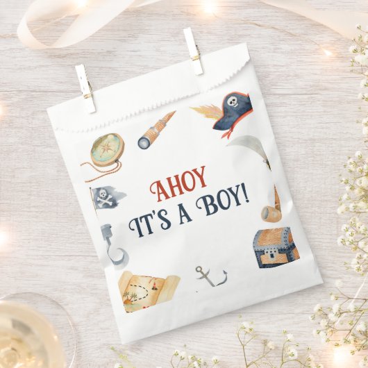 Ahoy het is een jongen piraat Baby shower gunsttas Bedankzakje (Geknipt)