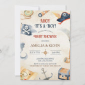 Ahoy het is een jongen piraat Baby shower Kaart (Voorkant)