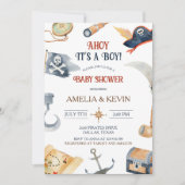 Ahoy het is een jongen piraat Baby shower Kaart (Voorkant)