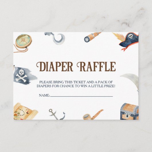 Ahoy het is een jongen piraat Baby shower luier Ra Informatiekaartje (Voorkant)