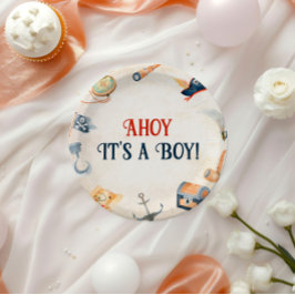 Ahoy het is een jongen piraat Baby shower Papieren Bordje
