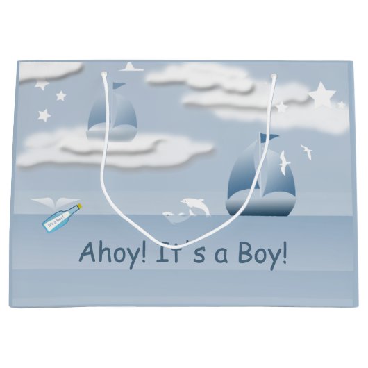Ahoy Het is een Jongen Sailboot LGB Groot Cadeauzakje (Voorkant)