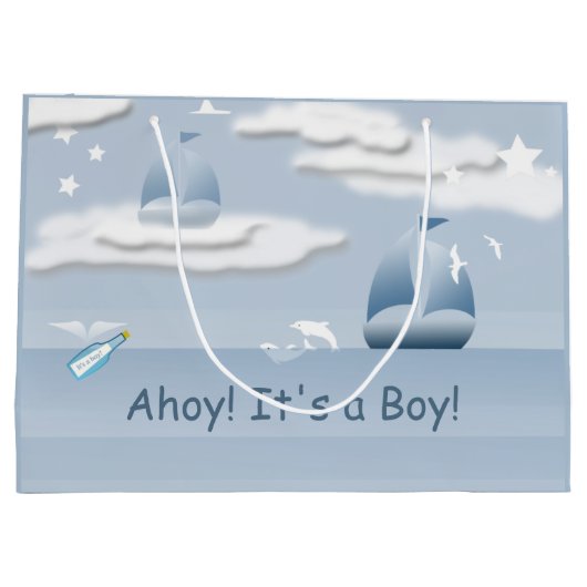 Ahoy Het is een Jongen Sailboot LGB Groot Cadeauzakje (Achterkant)