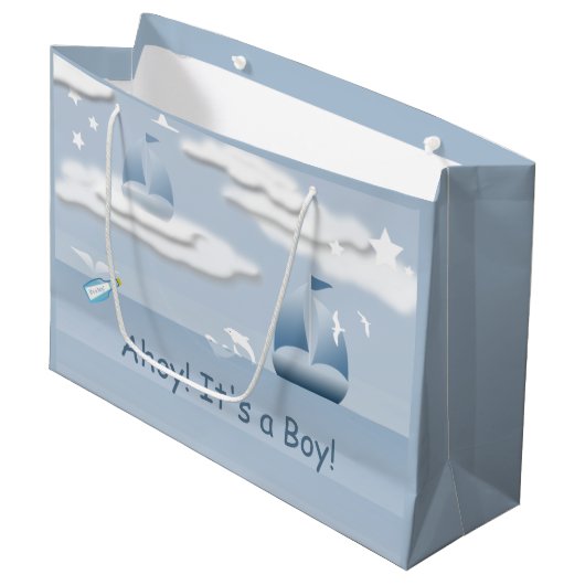 Ahoy Het is een Jongen Sailboot LGB Groot Cadeauzakje (Voorkant Gekanteld)