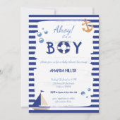 Ahoy, het is een jongen! Sailor Marine Blue Baby s Kaart (Voorkant)