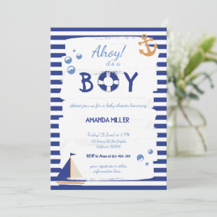 Ahoy, het is een jongen! Sailor Marine Blue Baby s Kaart