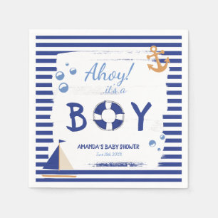 Ahoy, het is een jongen! Sailor Marine Blue Baby s Servet