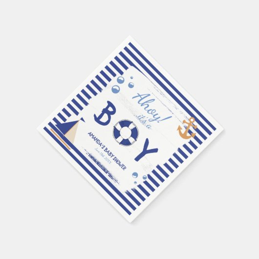 Ahoy, het is een jongen! Sailor Marine Blue Baby s Servet (Hoek)