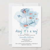 Ahoy het is een jongen Schattige walvis Baby showe Kaart (Voorkant)