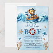 Ahoy Het is Een Jongen Schattige waterverf teddybe Kaart (Voorkant / Achterkant)