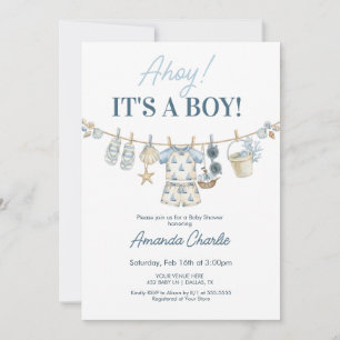 Ahoy Het is een Jongen Scheepvaart Baby Shower Kaart