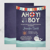 Ahoy Het is een Jongen Shower Uitnodiging Oceanaut (Voorkant / Achterkant)
