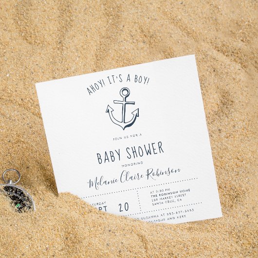 Ahoy. Het is een jongen! Square Baby Shower-uitnod Kaart