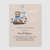 Ahoy het is een jongen teddy zeiler luxe Baby show Magnetische Uitnodiging (Voorkant)
